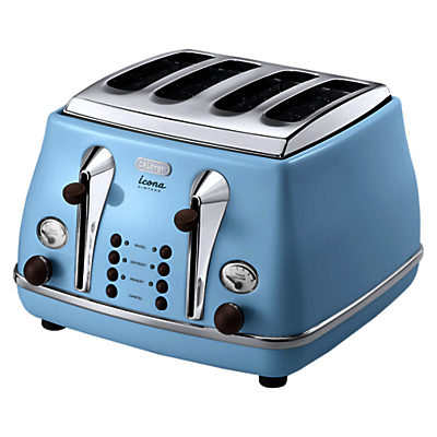 De'Longhi Vintage Icona 4-Slice Toaster Azure Blue De'Longhi Vintage Icona 4-Slice Toaster Azure Blue